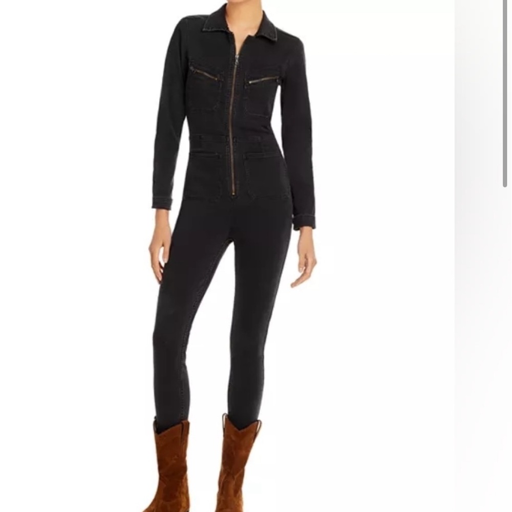 Free People Lennox Denim Jumpsuit - Vintage Black